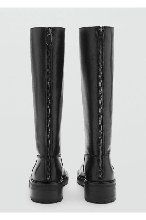 Fermuarlı Deri Uzun Çizme - 4
