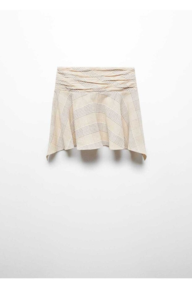 Asimetrik Desenli Mini Etek - 3