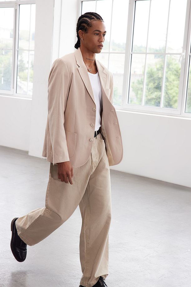 Limited Edition Taş %100 Pamuk Silm Fit Balıksırtı Dokuma Blazer Ceket TMNAW25BC00001 - 5