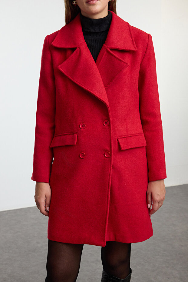 Červený kabát v běžném střihu - Twoaw23kb00029 - 7
