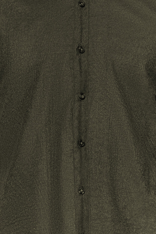 Grünes Slim Fit Winterhemd - Knopfkragen TMNAW20GO0094 - 4