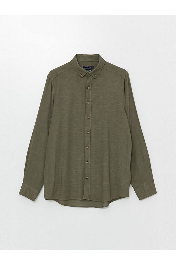 LCW Slim Fit Uzun Kollu Armürlü Erkek Gömlek - 5