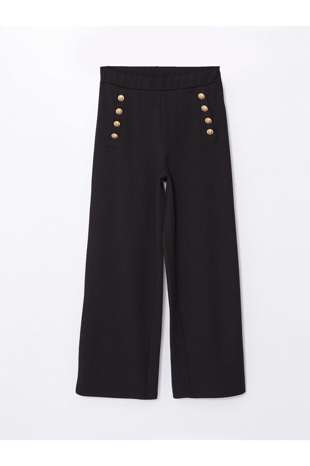 LCW Beli Lastikli Düz Geniş Paça Kadın Pantolon - 5