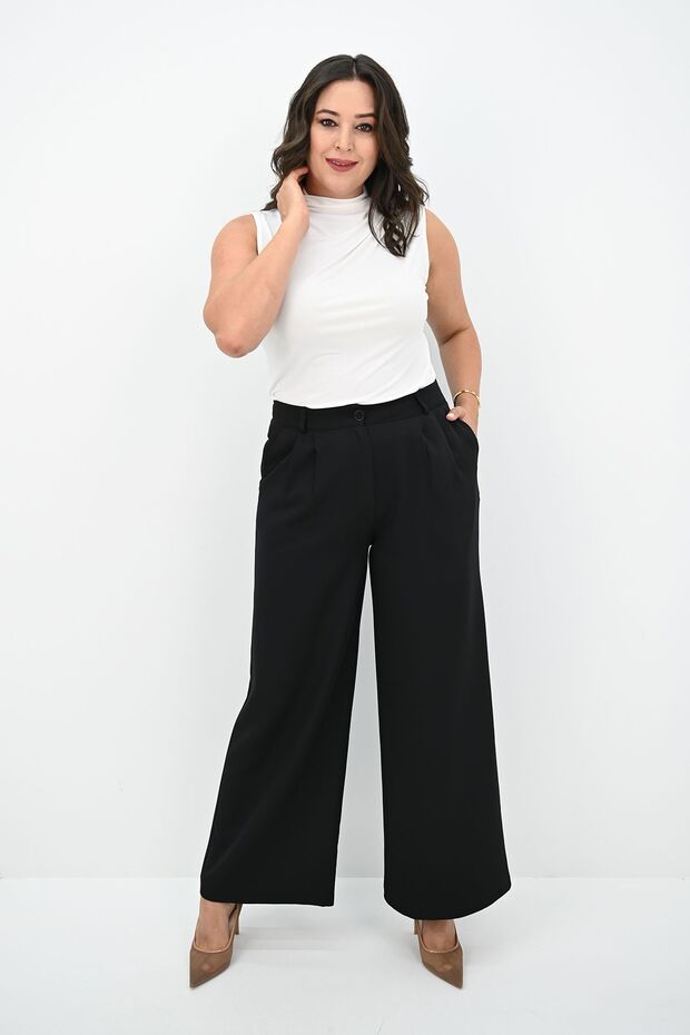 Women's Pleated High Waist Wide Leg Pants 6299-25