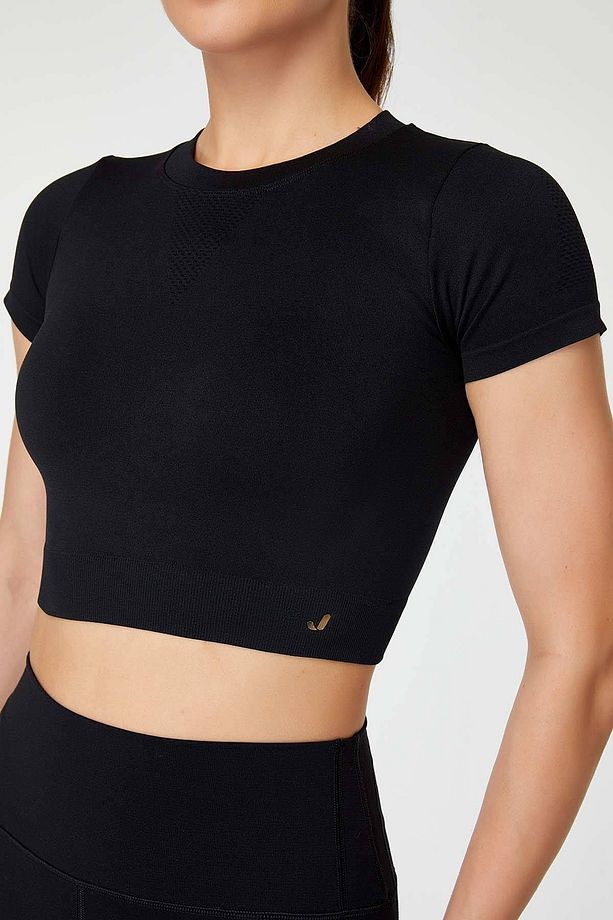 Captiva Yumuşak Dokulu & Esnek Crop Top Siyah - 3