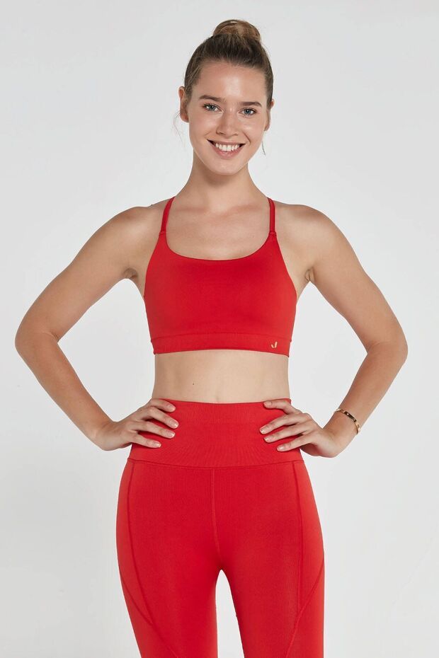 Pine Adjustable Thin Strap Bra Red - 2