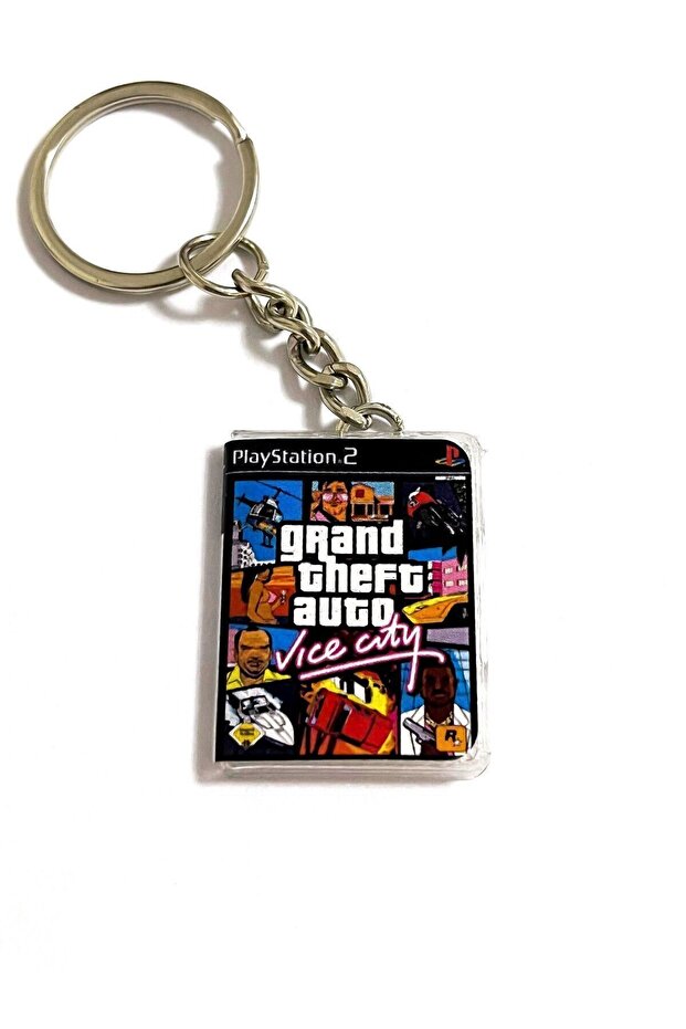 Gta Vice City Retro Miniature Ps2 Game Box Keychain