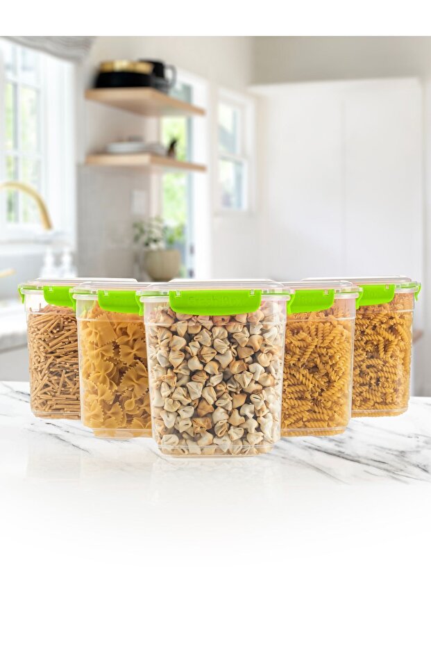 Set of 6 Leak-Proof Locking Vacuum Lid Storage Containers 2 lt Food Food Food Pulses Storage Container
