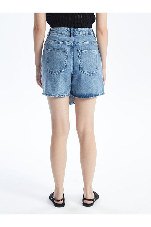 N009064 - Düz Mini Denim Şort Etek - Açık Mavi - 5