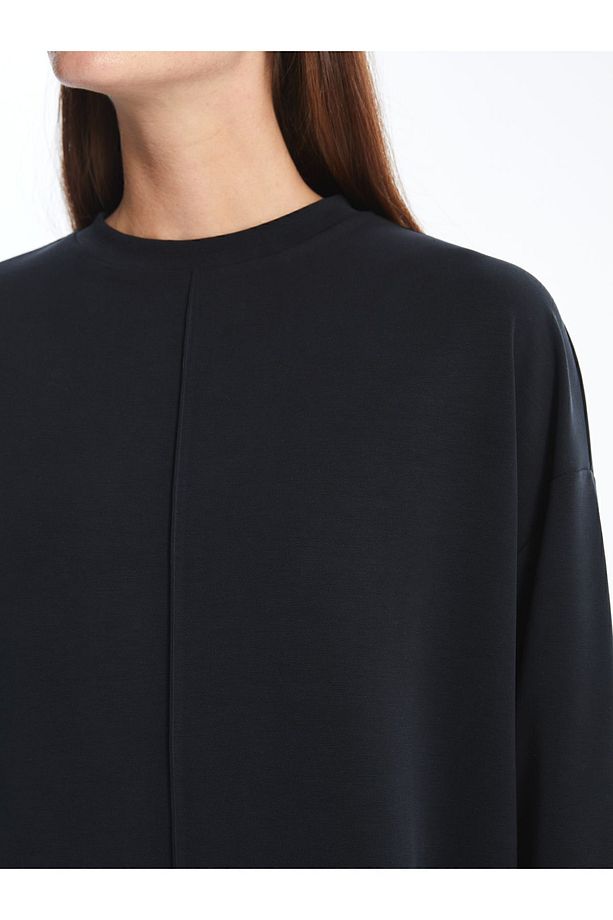 Aversa - Modal  Kumaş Oversize Uzun Kollu Sweatshirt - Antrasit - 4