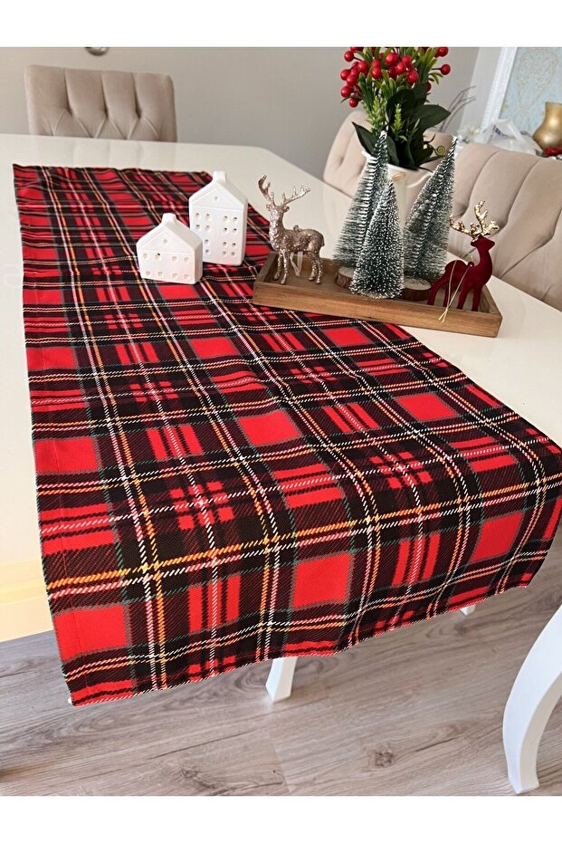 Runner Plaid Ranir Red 43x140 Cm New Year's Cover Table Table Christmas New Year Checked Christmas
