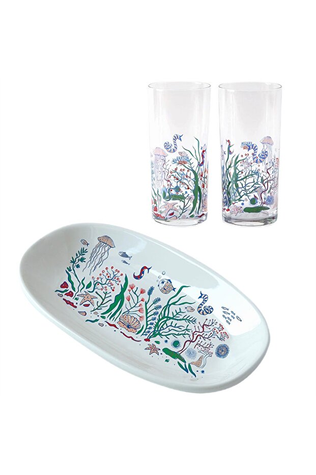 3-Piece Fish Eye Plain Tableware Set
