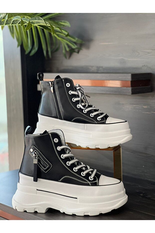 - kalın tabanlı fermuarlı kadın ayakkabı - 1