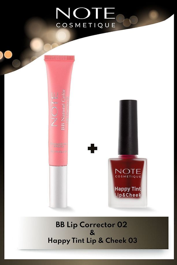 Bb Lip Corrector Dudak Parlatıcısı 02 Pembe & Happy Tint Lip & Cheek Likit Allık 03 Makyaj Seti - 1