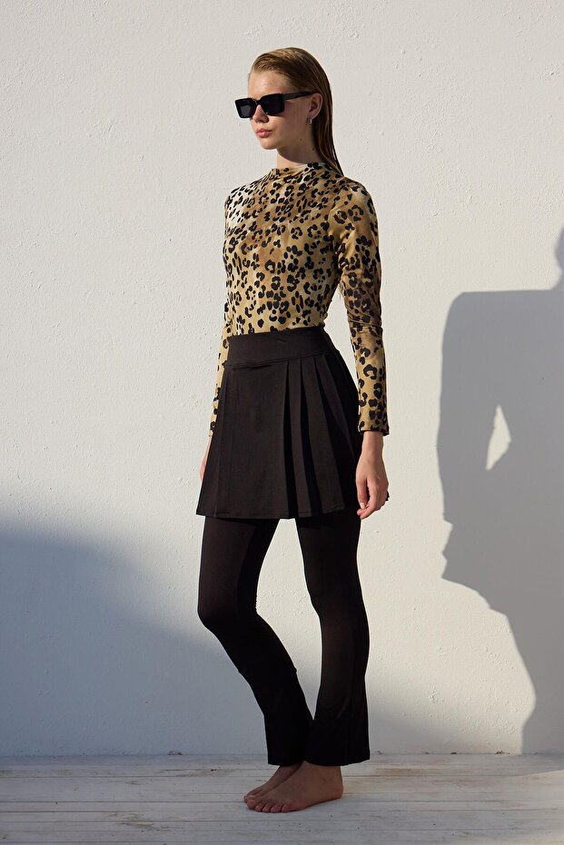 Fekete fürdőruha szoknya - redős részlet - 8