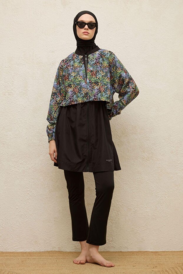 3 részes Saw Shear fürdőruha szett széldzsekivel - apró virág - 5