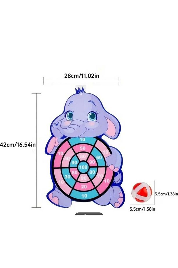 Çocuklar için Şenlikli Hayvan Temalı Dart Oyun Seti: 1 Kanca ve 3 Yapışkan Top - Polyester Kumaş - 3