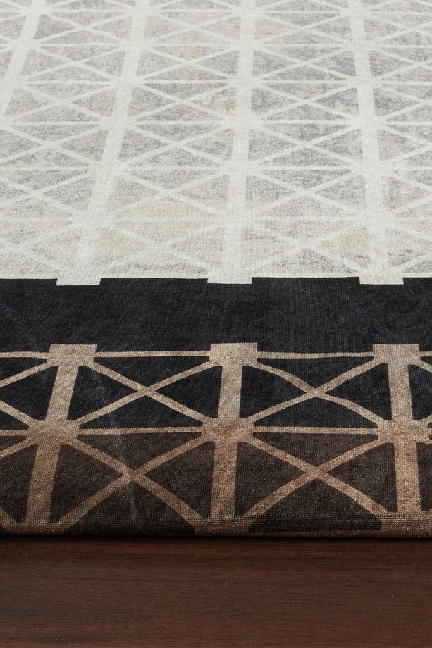 Kadife Dokulu Lastikli Süngerli Kaymaz Yıkanabilir Modern Desenlerde Halı Örtüsü- 6 m2 - 2