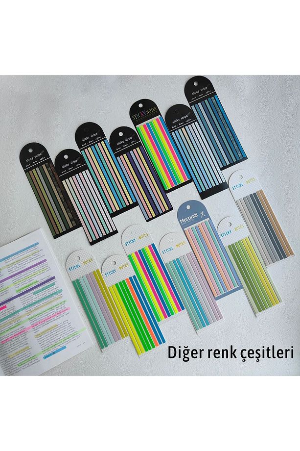 İnce Uzun Şerit Şeffaf Renkli Postit Post-it Post It. Kitap Ayracı Ayraç Postit Sticker 160 Yaprak - 7
