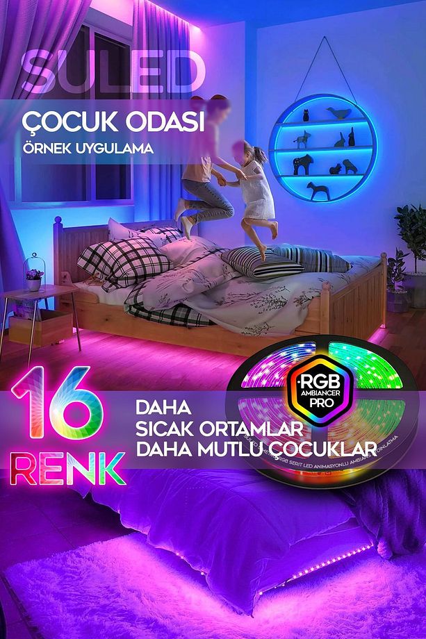 10 Metre Şerit Led 16 Mod Ambiyans Ortam Işığı Tak Çalıştır Kumandalı Trafolu Rgb Şerit Işık - 5