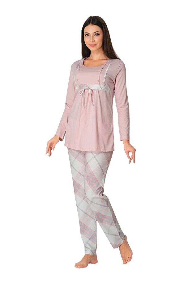 Zerre Bebe Women's Pink Maternity Breastfeeding Pajama Set