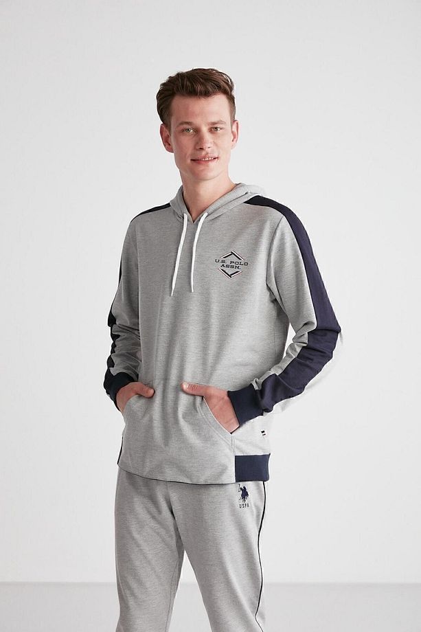 U.S. POLO ASSN. - Erkek Gri Melanj Kapşonlu Pijama Takımı 024K.A1.S.T8.R.7.A.P0L.9S - 4