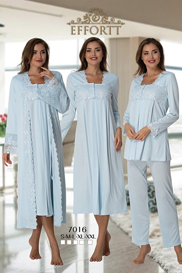 Lace Maternity Pajamas Nightgown Dressing Gown Set