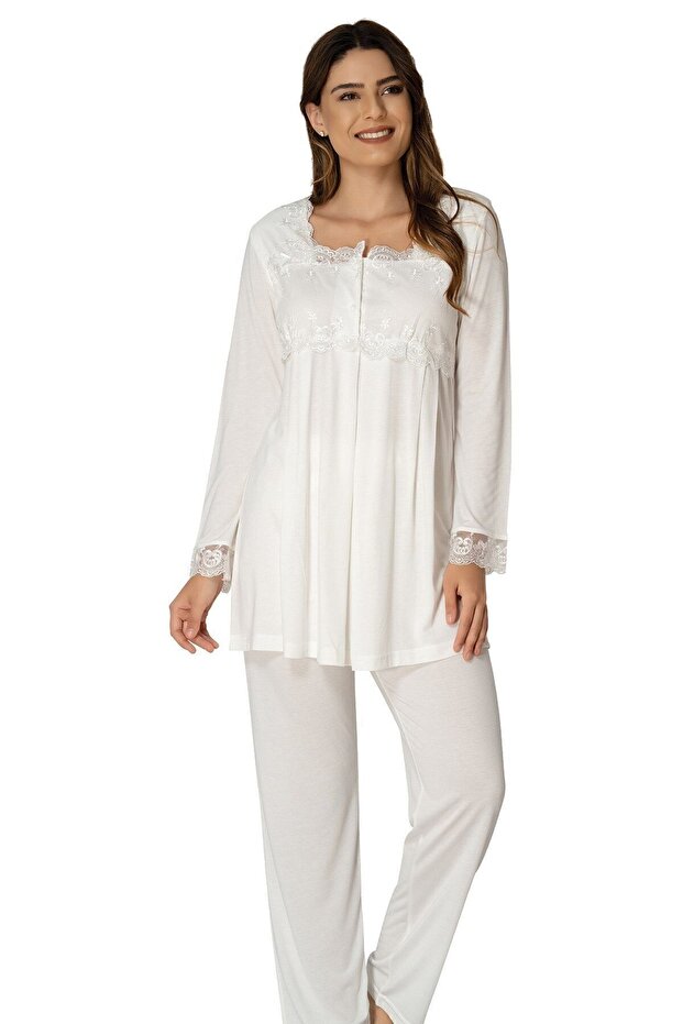 Freya Effort Ecru Long Sleeve Maternity Maternity Pajamas Set