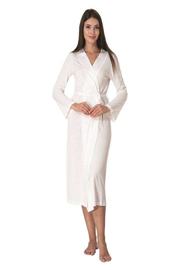 Effortt Ecru Women's Dressing Gown