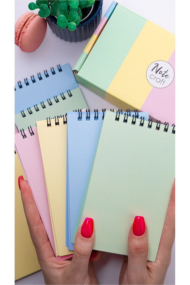 8'li Çizgisiz Defter Seti Renkli Defter 9 x 15 cm 50 Yaprak Okul Defteri Not Defteri Notepad - 6