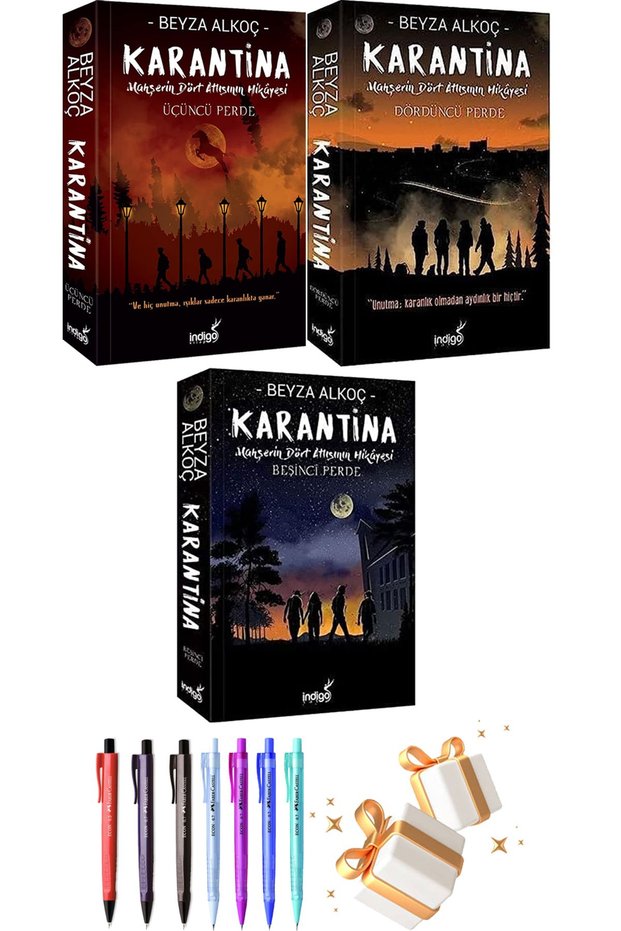 İndigo Karantina 3 - Karantina 4 ve Karantina 5 Beyza Alkoç 3lü Set + Faber Econ Kalem Hediyeli