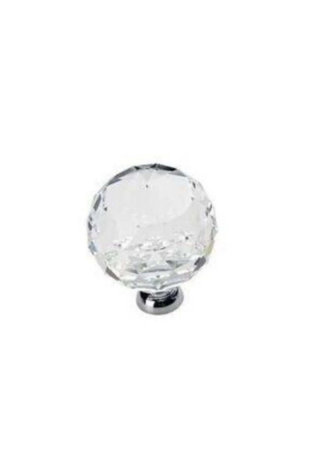 Küre Düğme 30 Mm Krom- Şeffaf Kristal Kulp - 1