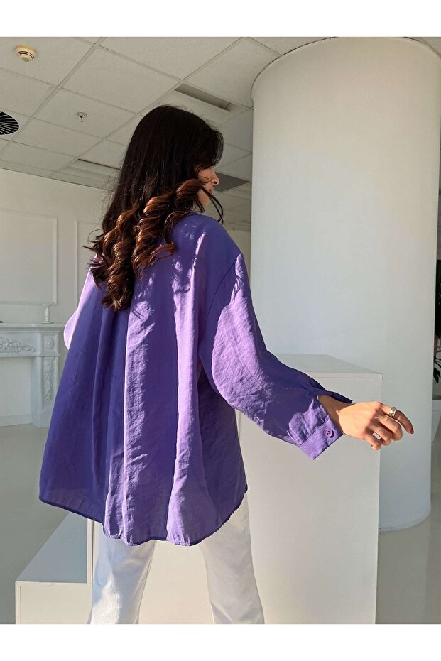 Düşük Omuzlu Oversize Gömlek - 2