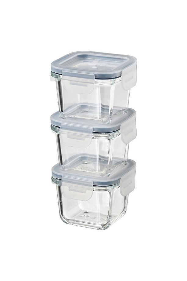 3 Adet Cam Saklama Kabı Seti Meridyendukkan 180 Ml, Kare-vakumlu Mini Kaplar - 1