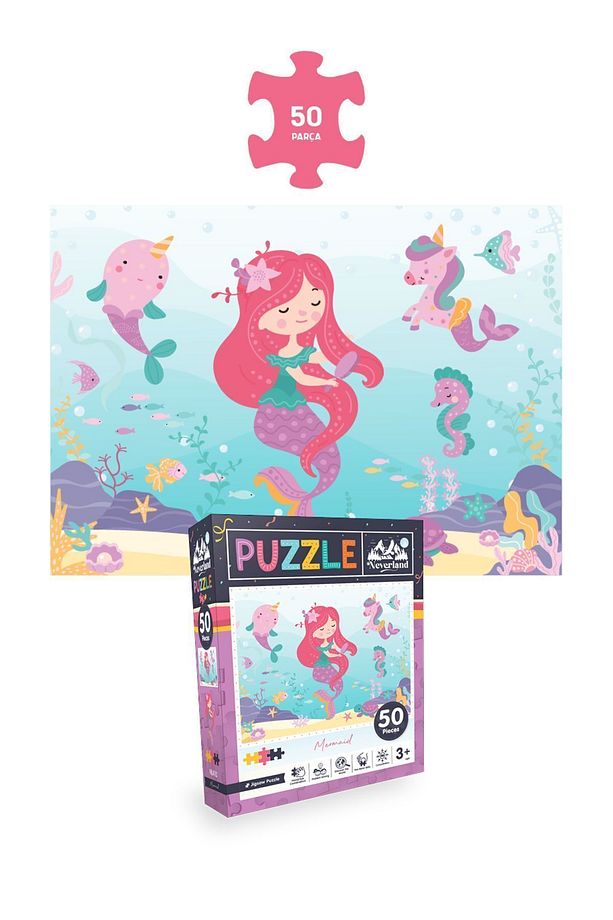 4'lü Çocuk Puzzle - 24 P. Sevimli Prenses / 50 P.deniz Kızı / 100 P. Unıcorn / 50 P. Sihirli Unıcorn - 3