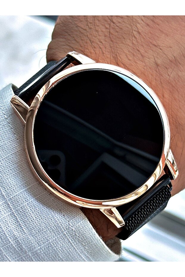 Led digital woven mesh magnetic strap men's wrist watch