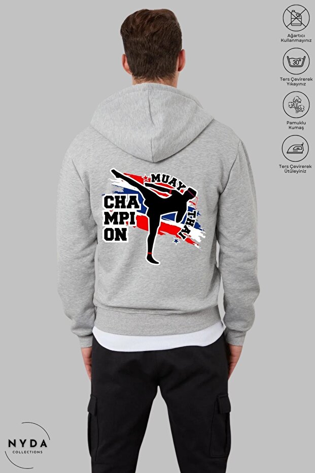 Unisex Thick Winter Fabric Zippered Jacket Oversize Long Sleeve Muay Thai Printed Cotton Embroidered