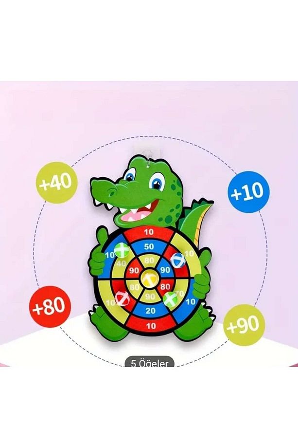Çocuklar için Şenlikli Hayvan Temalı Dart Oyun Seti: 1 Kanca ve 3 Yapışkan Top - Polyester Kumaş - 2