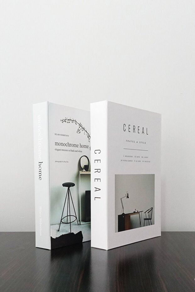 2-Piece White Monochrome Book Look Box - Home & Cereal
