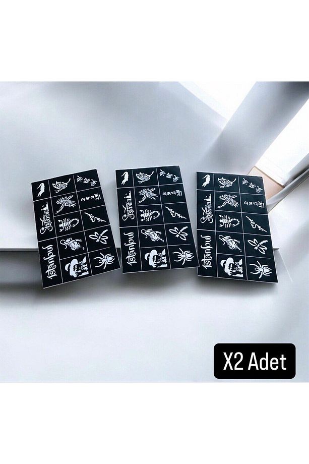Geçici Dövme Deseni Hint Kınası Deseni  Dövme Şablonu 2 Adet - 1