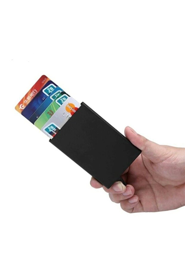 Mechanical Card Holder Automatic Metal Business Card Holder Black