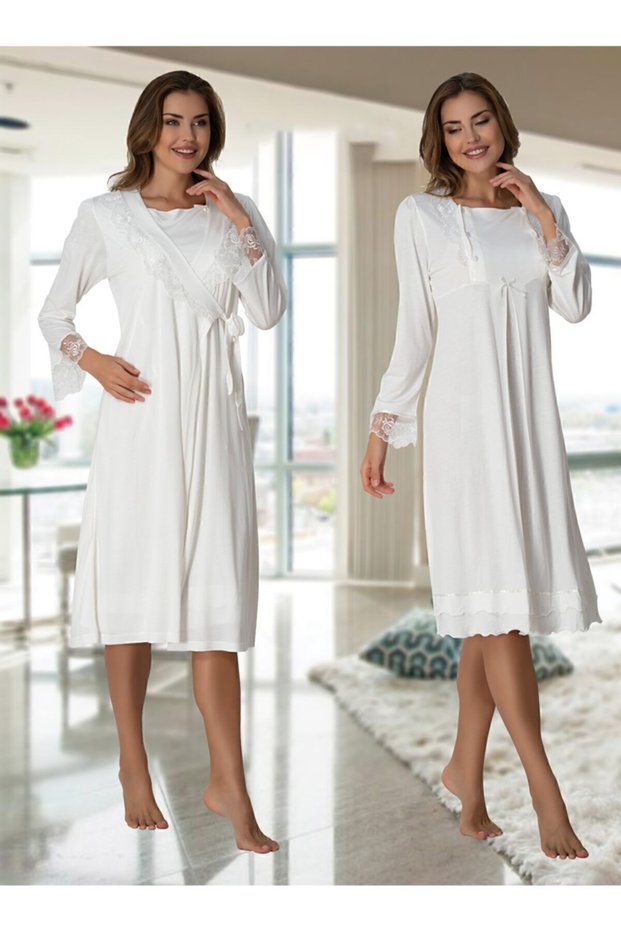 Zerre Bebe 2019 Pregnant Maternity Nightgown Dressing Gown
