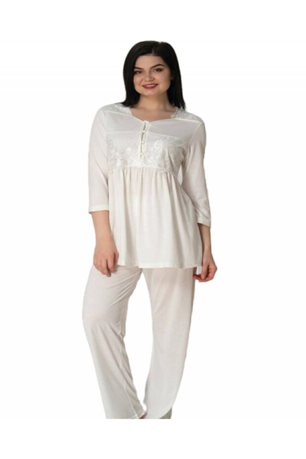 Women's Ecru Maternity Pajama Set 3011
