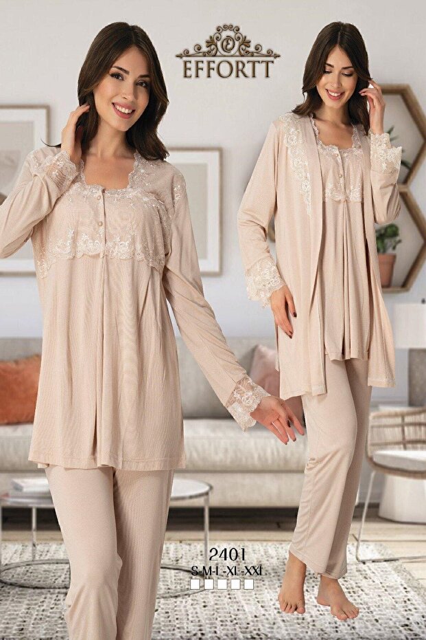 Pyjamas Maternity Long Sleeve 3 Pieces Sleepwear Set 2401