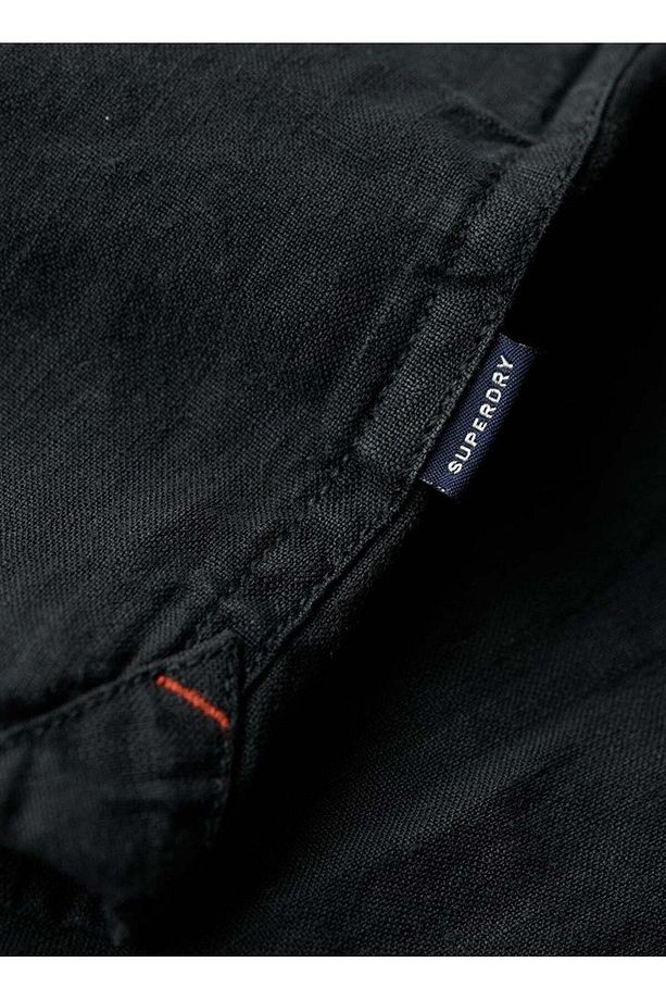 Normal Siyah Düz Erkek Gömlek M4010608AAFB_STUDIOS CASUAL LINEN S - 6
