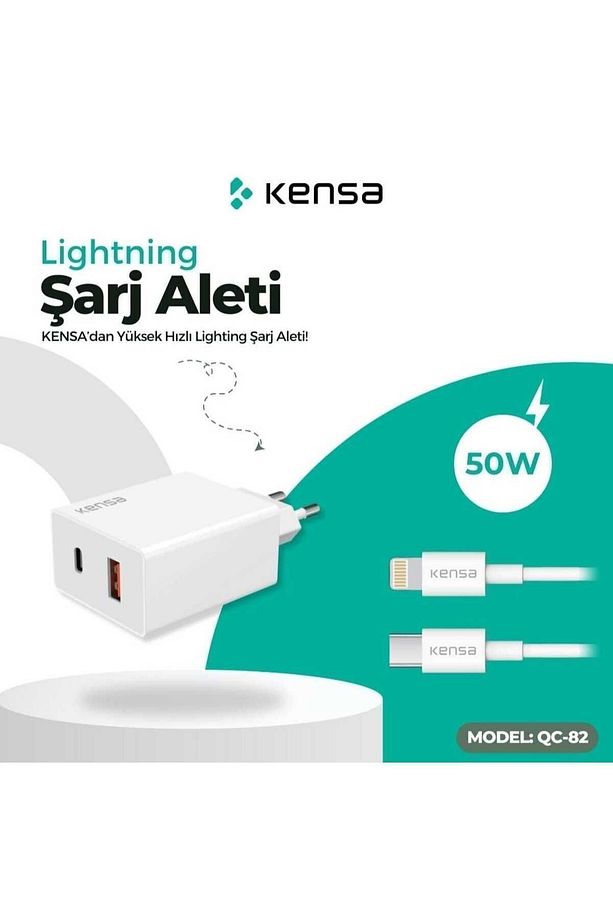 LİGHTİNG ŞARJ CİHAZI YENİ NESİL 50 W USB VE TYPC-E ÇIKIŞLI ULTRA GÜÇLÜ - 1
