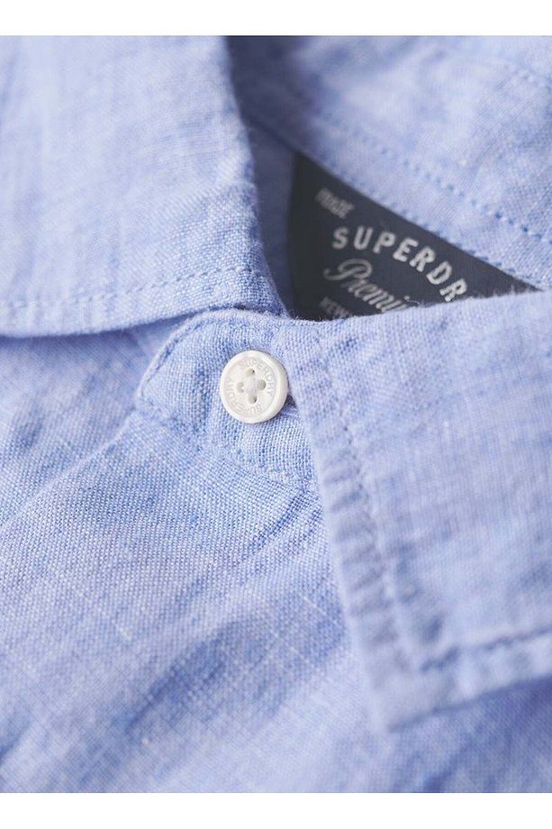 Normal Açık Mavi Düz Erkek Gömlek M4010607AFZY_STUDIOS CASUAL LINEN L - 5
