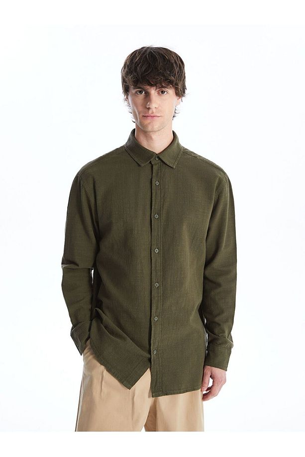 LCW Regular Fit Uzun Kollu Poplin Erkek Gömlek - 1