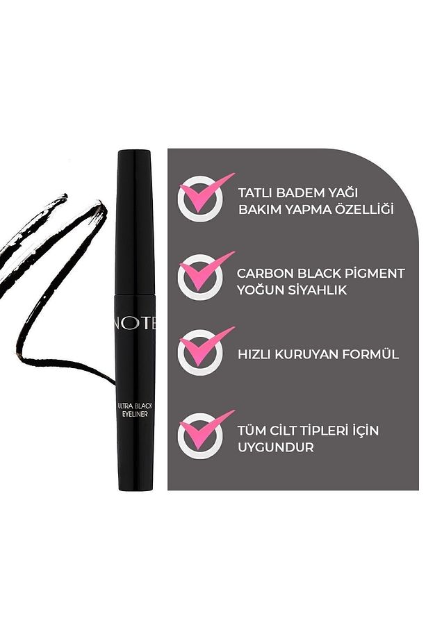 Ultra Black Eyeliner Kıl Fırça Uçlu - Siyah - 3