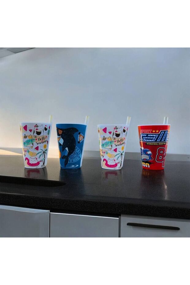 Pipetli Bardak 400 ml / Bebek Bardak / Çocuk Bardak 3 Adet - 2